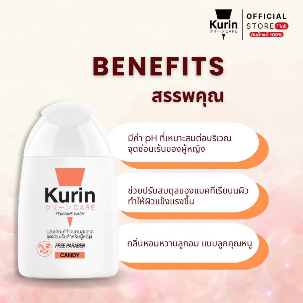�ٻ�Ҿ���2 �ͧ�Թ��� : KURIN CARE FEMININE WASH CANDY 100 ml. �Ӥ������Ҵ�ش��͹��� ( ����ҧ�ش��͹��� ) �ٵ�᤹���