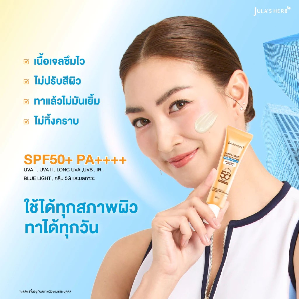 �ٻ�Ҿ���3 �ͧ�Թ��� :  1��ʹ  �šѹ�ഴ�ҹ���ѹ ��������� �ѹ�ഴ��ͼ�� ����ѹ 30g. SUNFLOWER SOFT-BLUR UV GEL SPF50+ PA++++