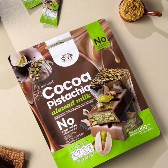 �ٻ�Ҿ���3 �ͧ�Թ��� :  1 �ا  SWP Cocoa Pistachio Almond Milk ����ʵҪ���� ����͹�� ����� (20�ͧ)